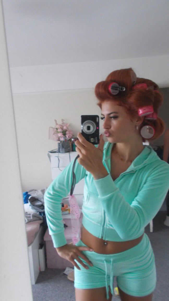 Mint Diamanté Velour Cropped Hoodie and Short Set