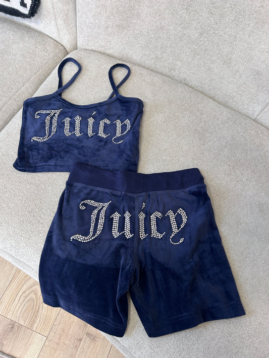 Navy Diamanté Vest and Short Set