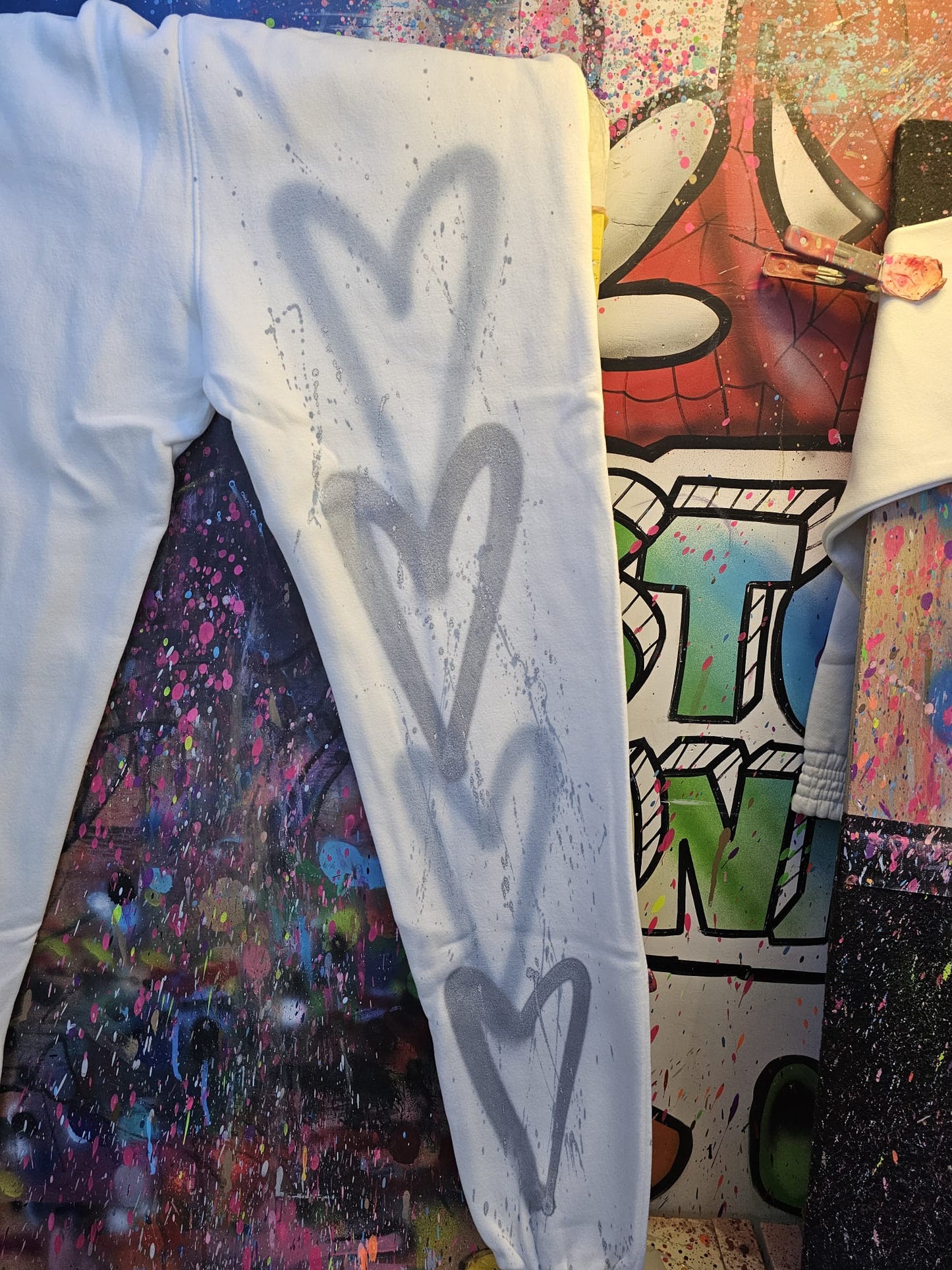 Women’s Cropped Silver hearts jumper and jogger set 🩶