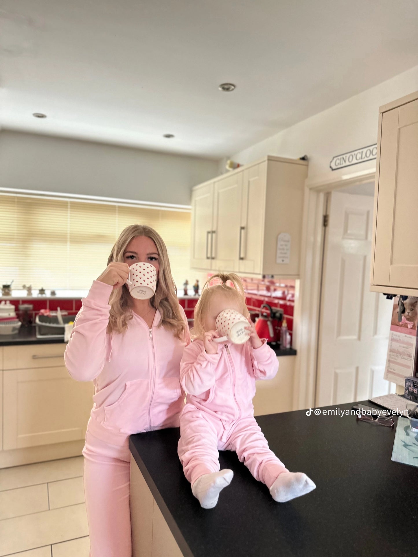 Baby Pink Babies Diamanté Velour Loungewear Set