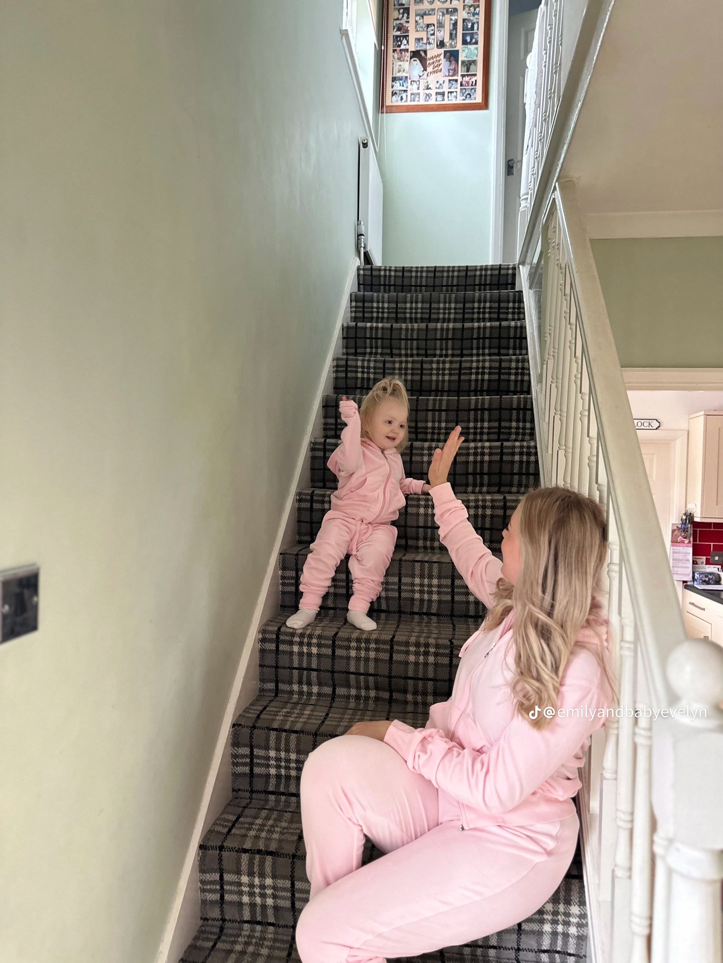 Baby Pink Babies Diamanté Velour Loungewear Set