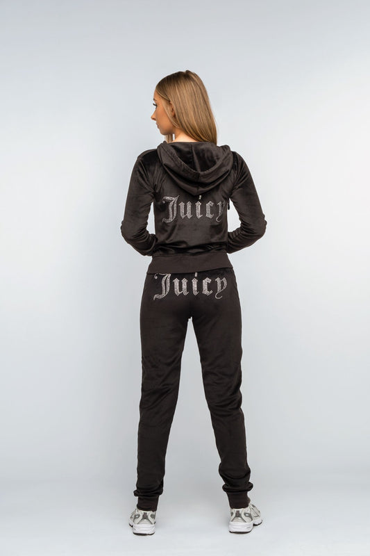 Classic Black Diamante' Luxe Velour Loungewear Set