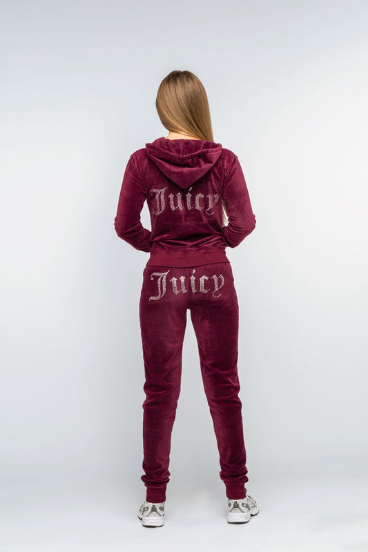 Rich Maroon Diamante' Luxe Velour Loungewear Set