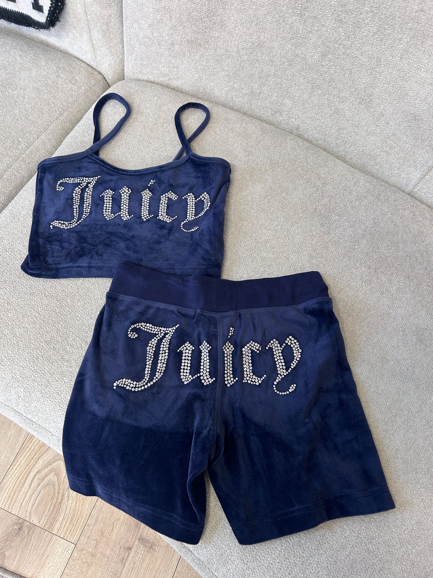 Navy Diamanté Vest and Short Set