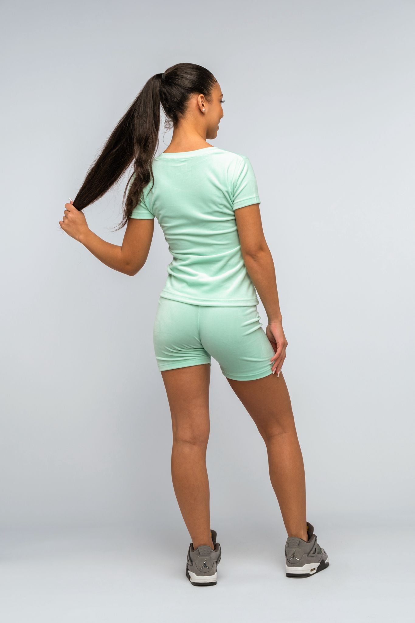 Essential Velour Mint Green Velour T-Shirt & Short Set
