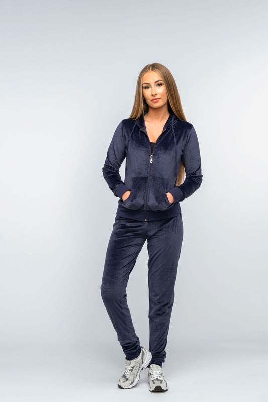 Classic Navy Luxe Velour Loungewear Set